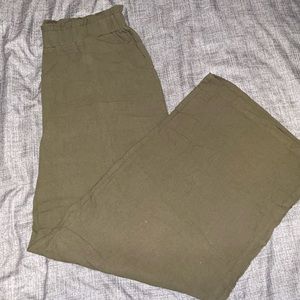 Olive green linen pants